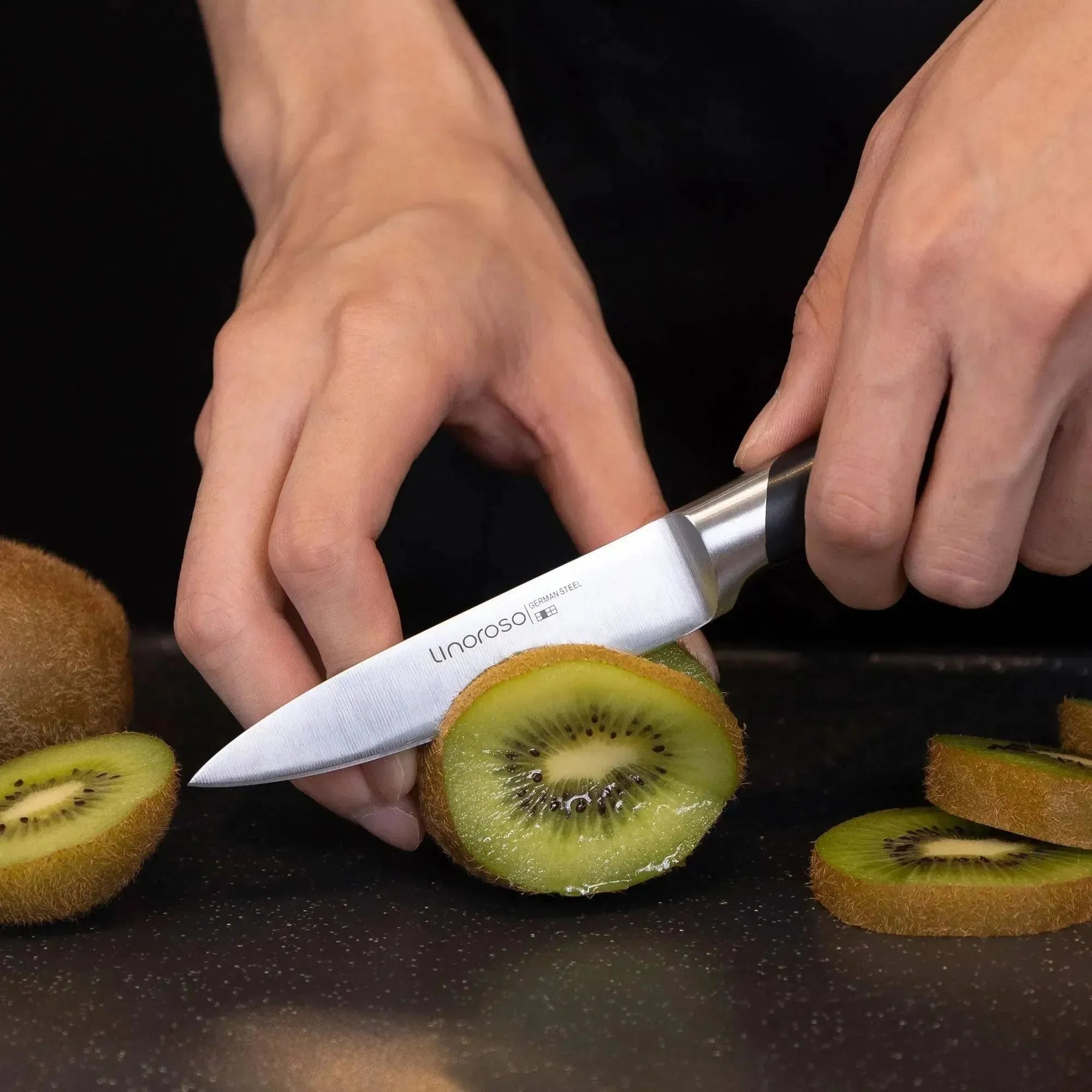 linoroso Paring Knife 3.5 inch Small Kitchen Knife with Elegant Gift Box, Sharp Forged German Carbon Stainless Steel Fruit Knife, Full Tang, Ergonomic Handle-Classic Series - Linoroso