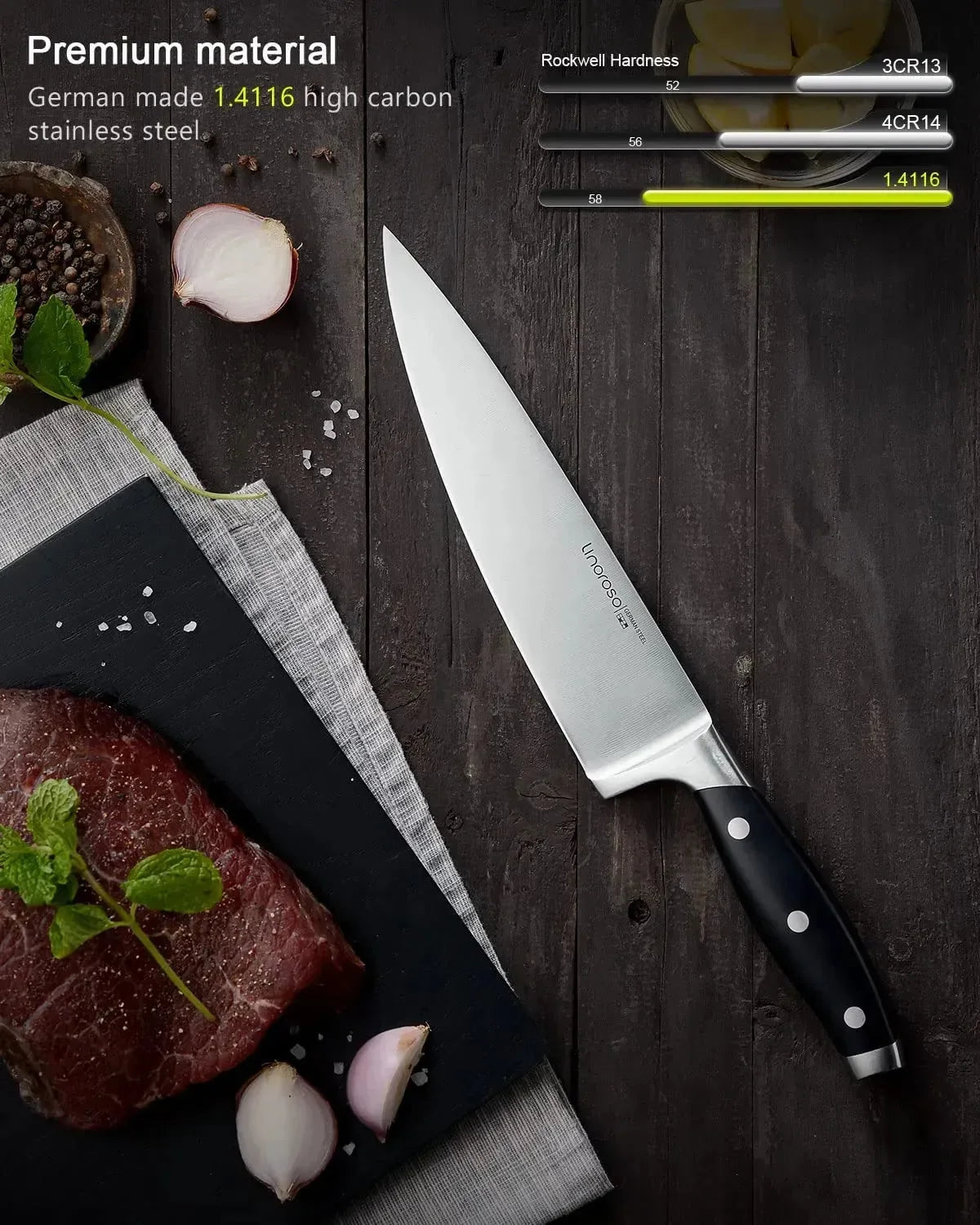 linoroso Paring Knife 3.5 inch Small Kitchen Knife with Elegant Gift Box, Sharp Forged German Carbon Stainless Steel Fruit Knife, Full Tang, Ergonomic Handle-Classic Series - Linoroso