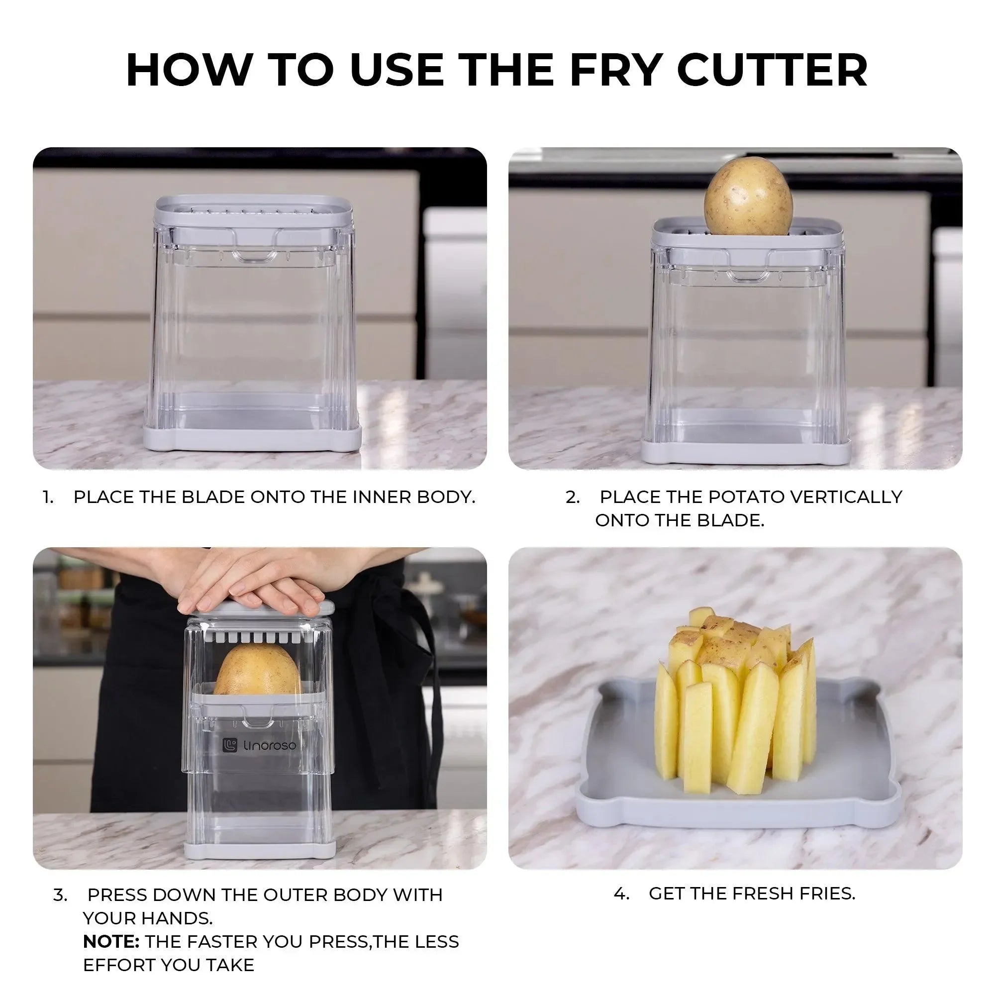 Linoroso French Fry Cutter, 4-in-1 Multi-functiona - Linoroso