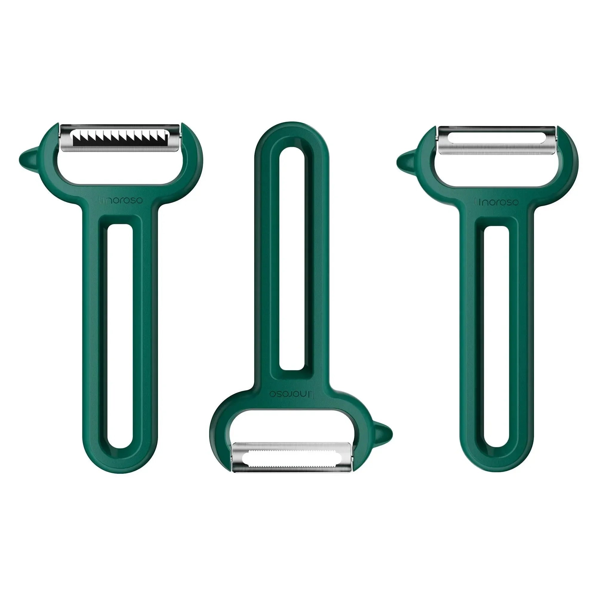 Linoroso 3 Pieces Vegetable Y-Peeler Set with Straight Peeler, Serrated Peeler and Julienne Peeler - Linoroso
