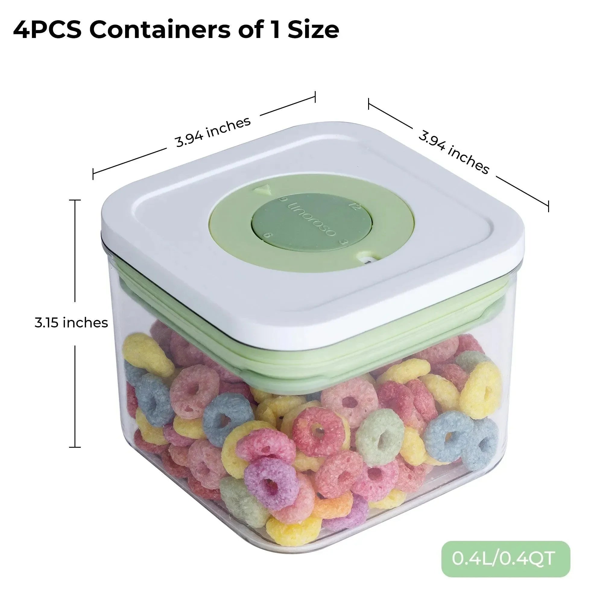 linoroso Food Storage Containers with Date Recording Lids-4 Pieces Set - Linoroso