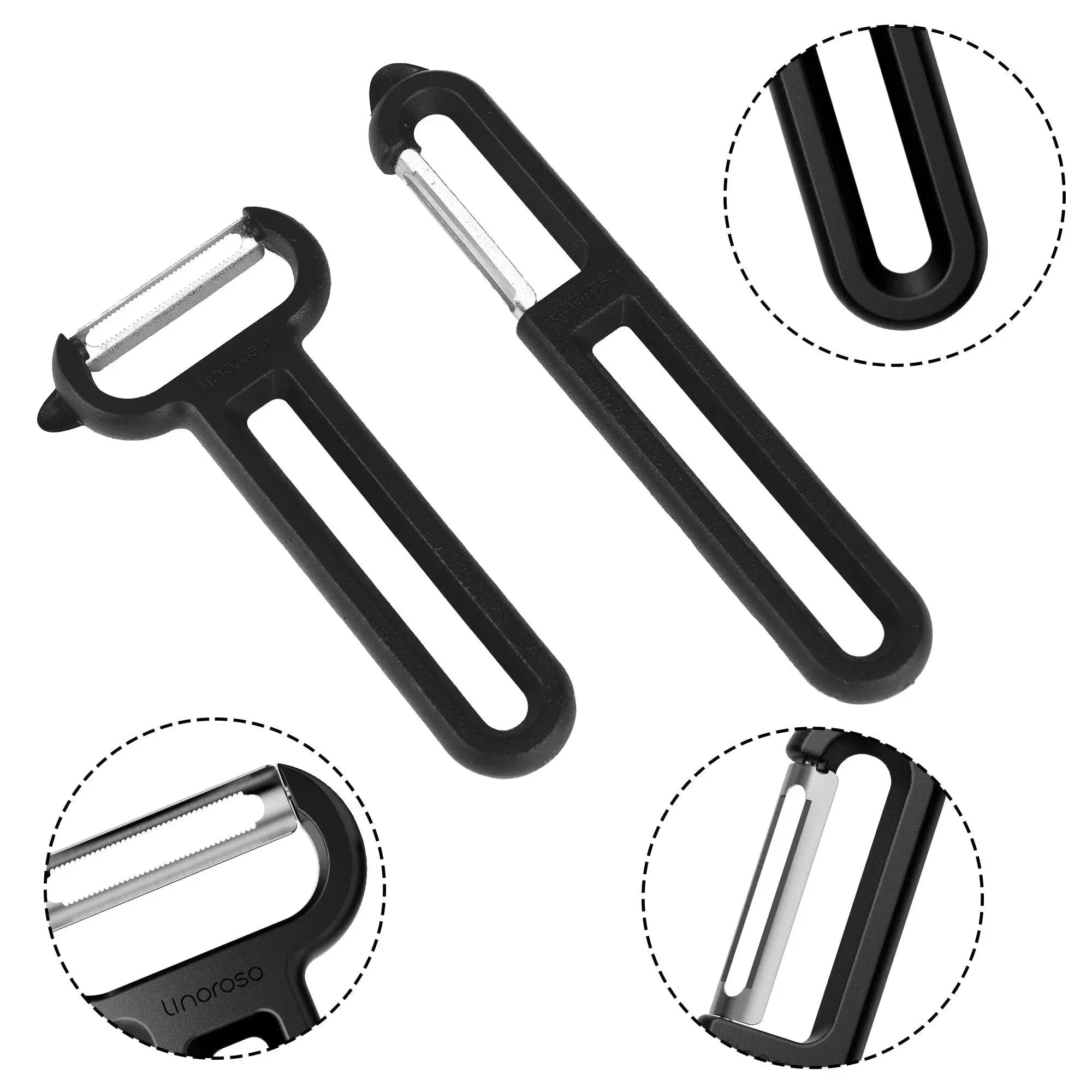 Linoroso 2 Pieces Vegetable Peeler Set with Straight Peeler and Serrated Peeler - Linoroso