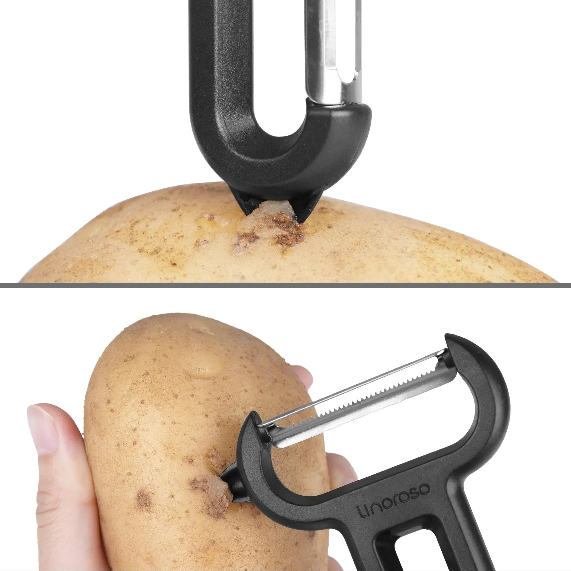 Linoroso 2 Pieces Vegetable Peeler Set with Straight Peeler and Serrated Peeler - Linoroso