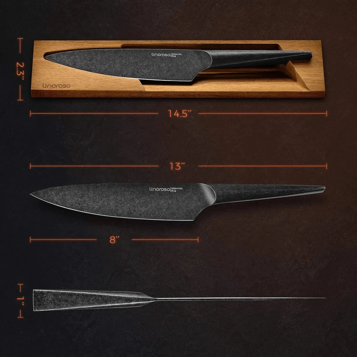 Linoroso 8 inch Chef Knife - METEORITE Series - Linoroso