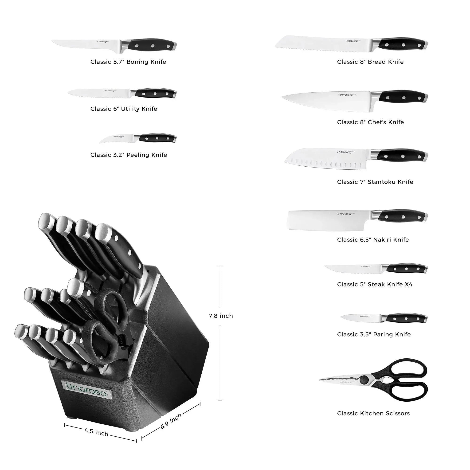 Linoroso Classic 14 Pieces Knife Sets