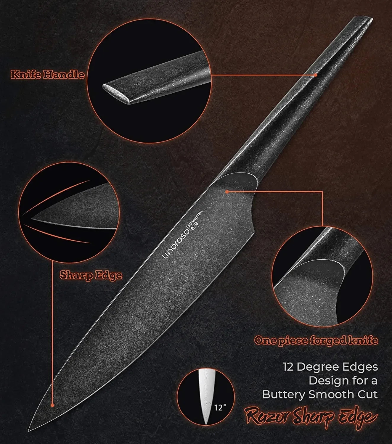 Linoroso 8 inch Chef Knife - METEORITE Series - Linoroso