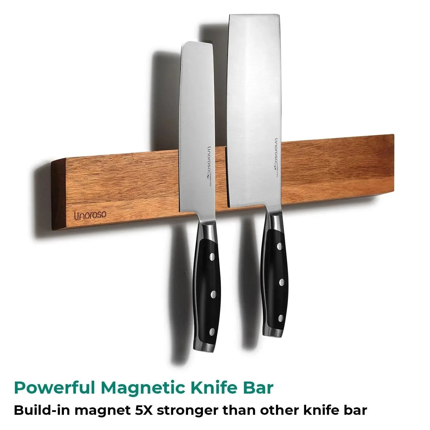 16 1/2 inch Wood Wall Mounted Magnetic Knife Strip - Linoroso