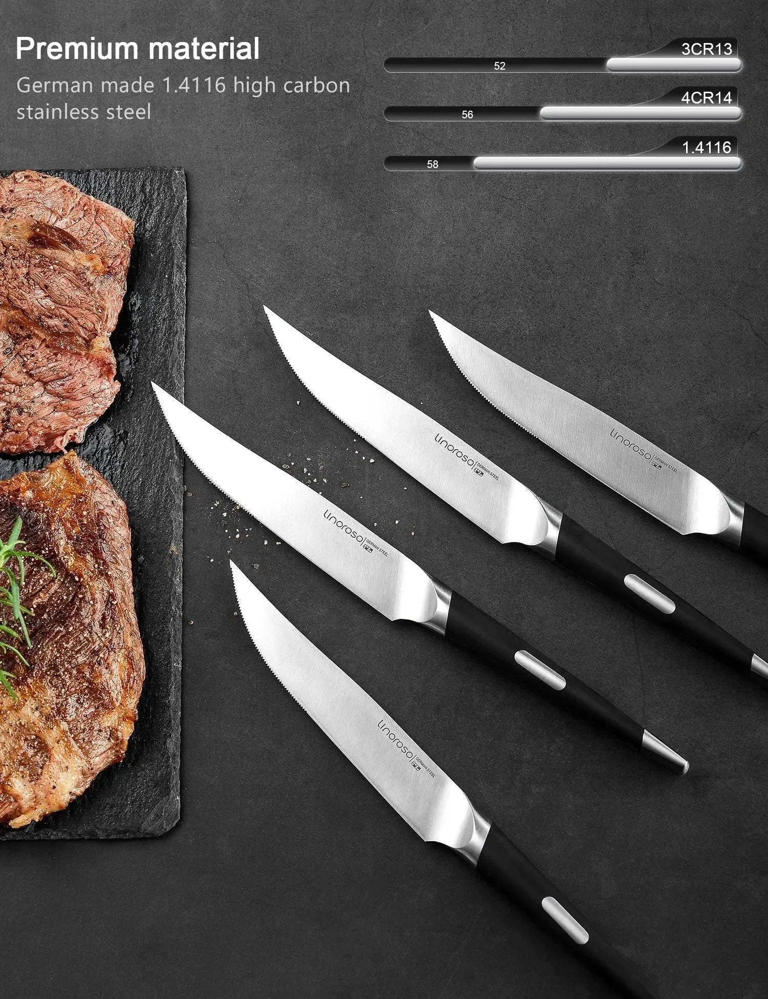 Linoroso 4.5 inch Steak Knife Set of 4 - MAKO Series - Linoroso