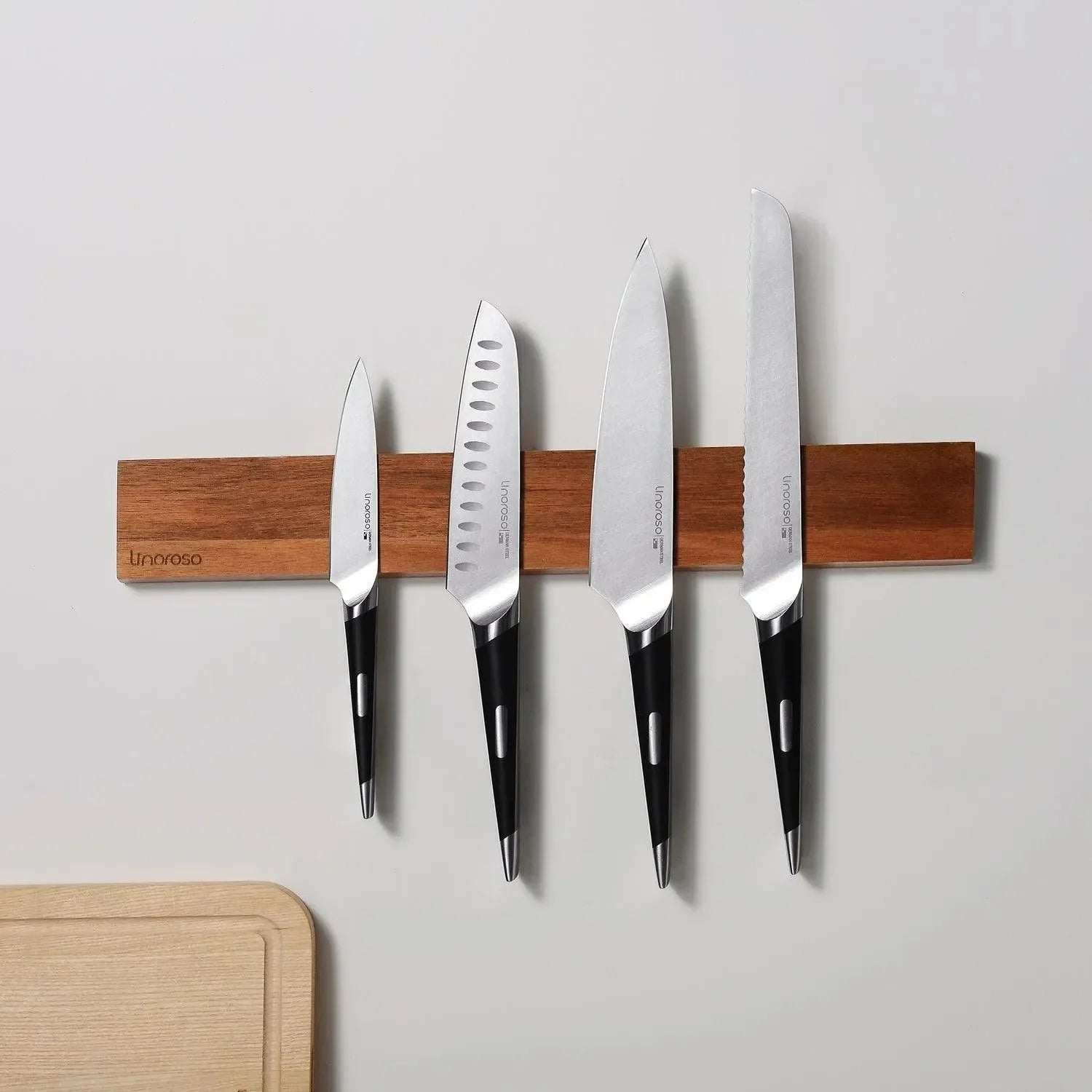 16 1/2 inch Wood Wall Mounted Magnetic Knife Strip - Linoroso