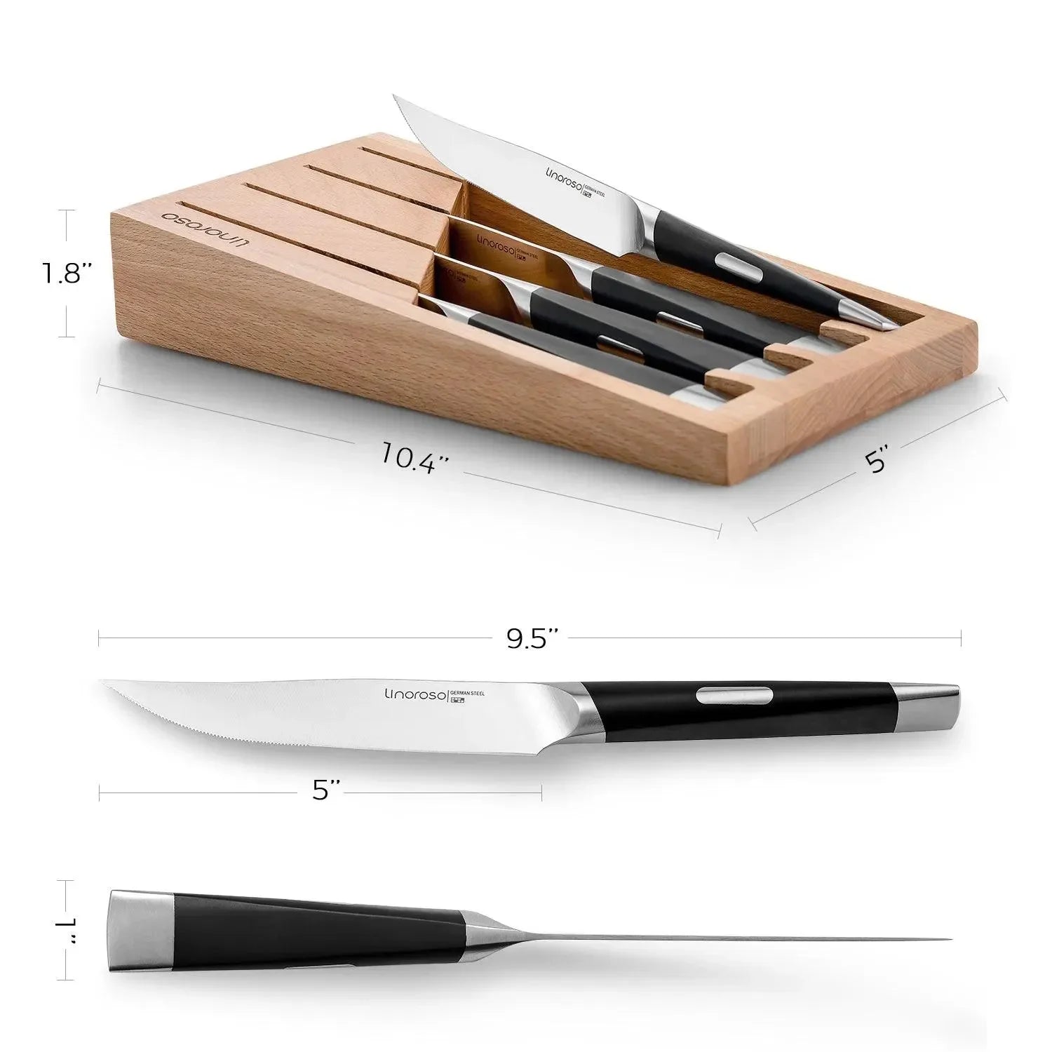 Linoroso 4.5 inch Steak Knife Set of 4 - MAKO Series - Linoroso