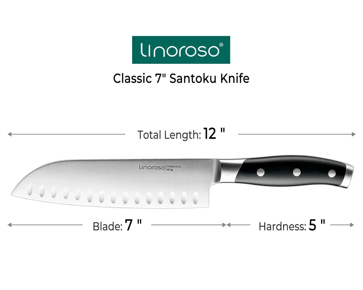 Linoroso Santoku Knife 7 inch -Classic Series - Linoroso