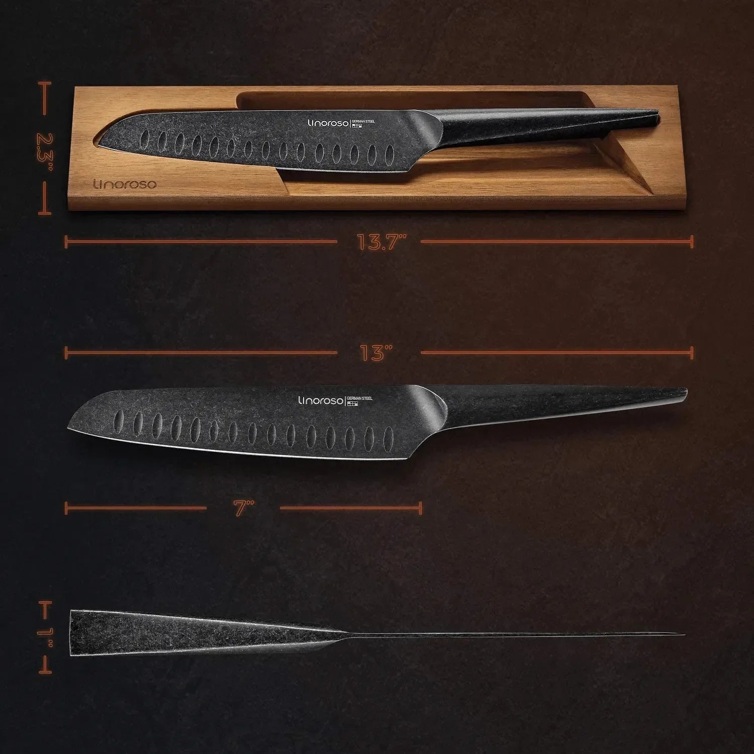 Linoroso 7 inch Santoku Knife - METEORITE Series - Linoroso