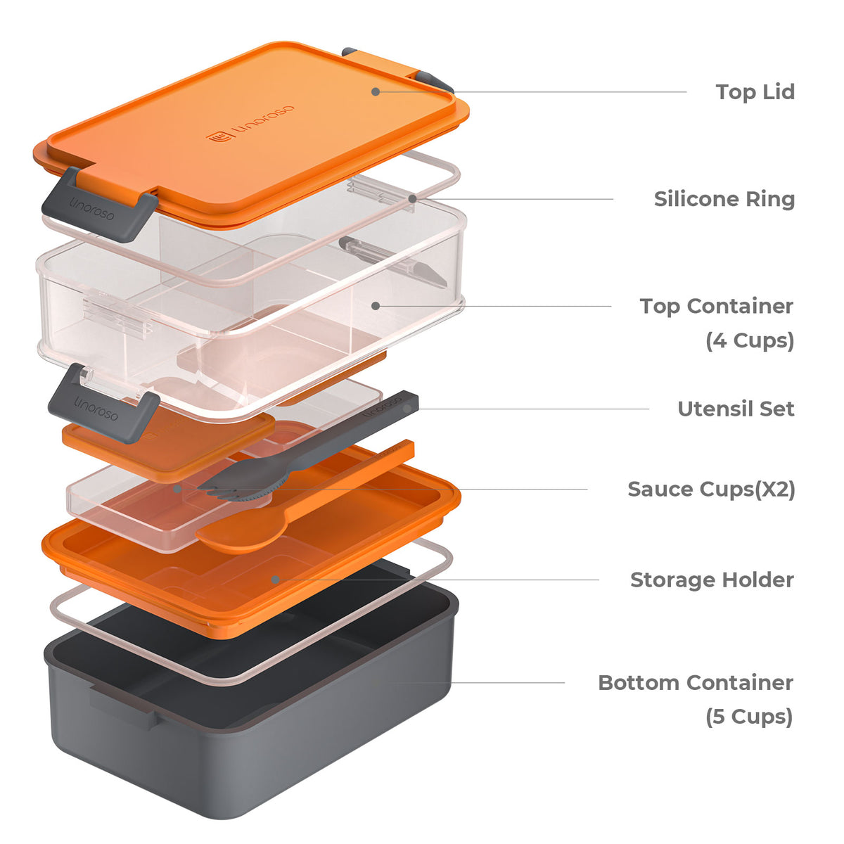 Linoroso All-in-One Stackable Bento Lunch Box Linoroso Color: Lava Orange