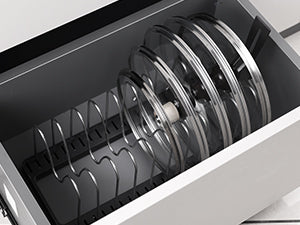 Pot and Lid Drying Organizer Rack, Adjustable Kitchen Holder for Pot Lids