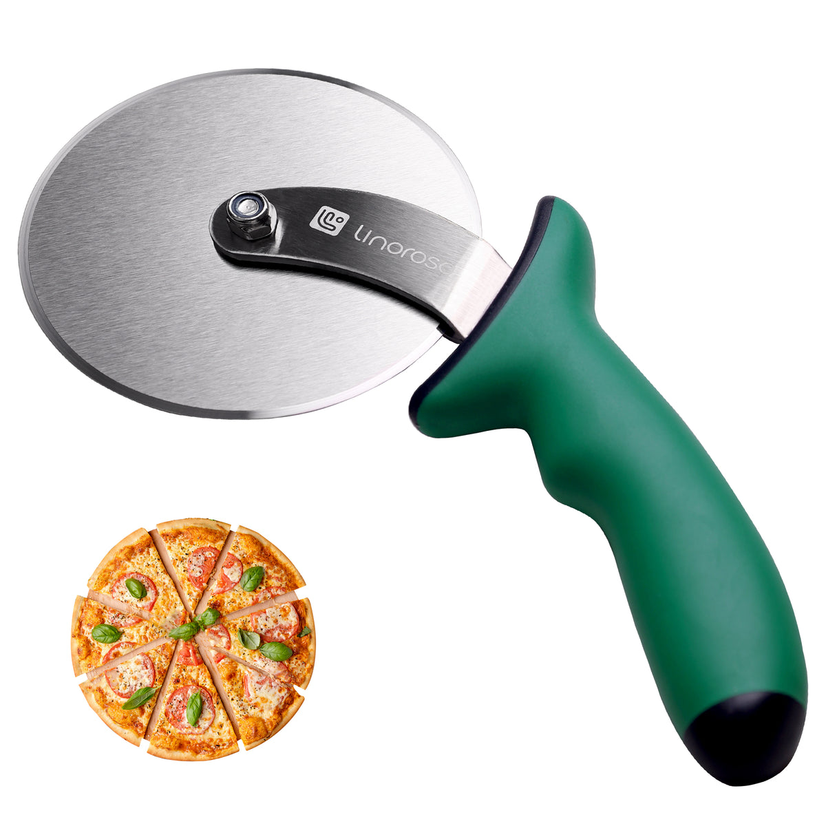 Pizza Cutter Wheel, Durable Stainless Steel 4-Inch Pizza Wheel Cutter with Comfortable Soft Touch Handle