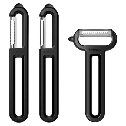 Linoroso 3 Pieces Vegetable Peeler Set with Straight Peeler