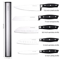 Linoroso 5-Piece All-Purpose Kitchen Knife Set with 16" Magnetic Wall Holder