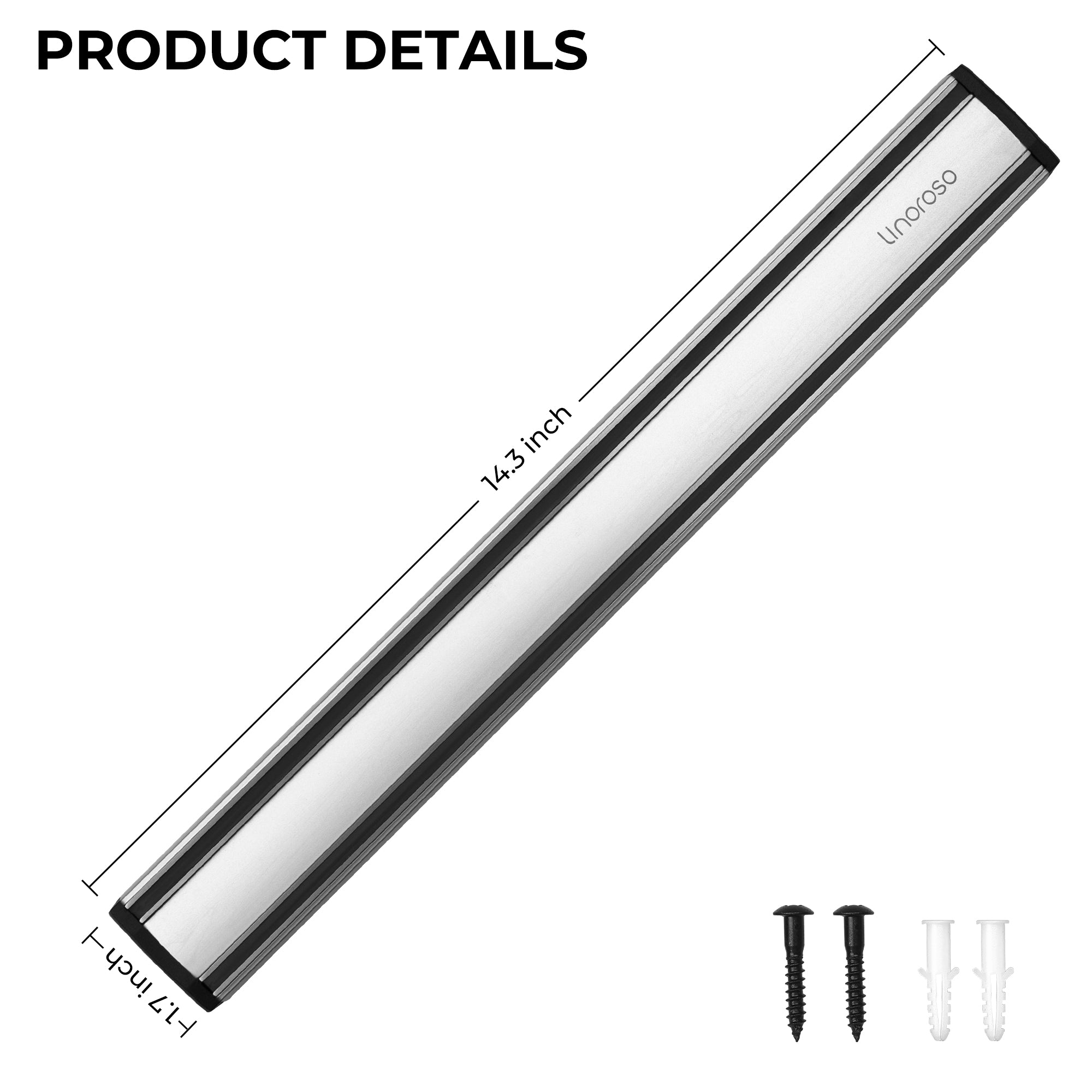linoroso 14.3 Inch Heavy Duty Aluminum Magnetic Knife Holder for Wall