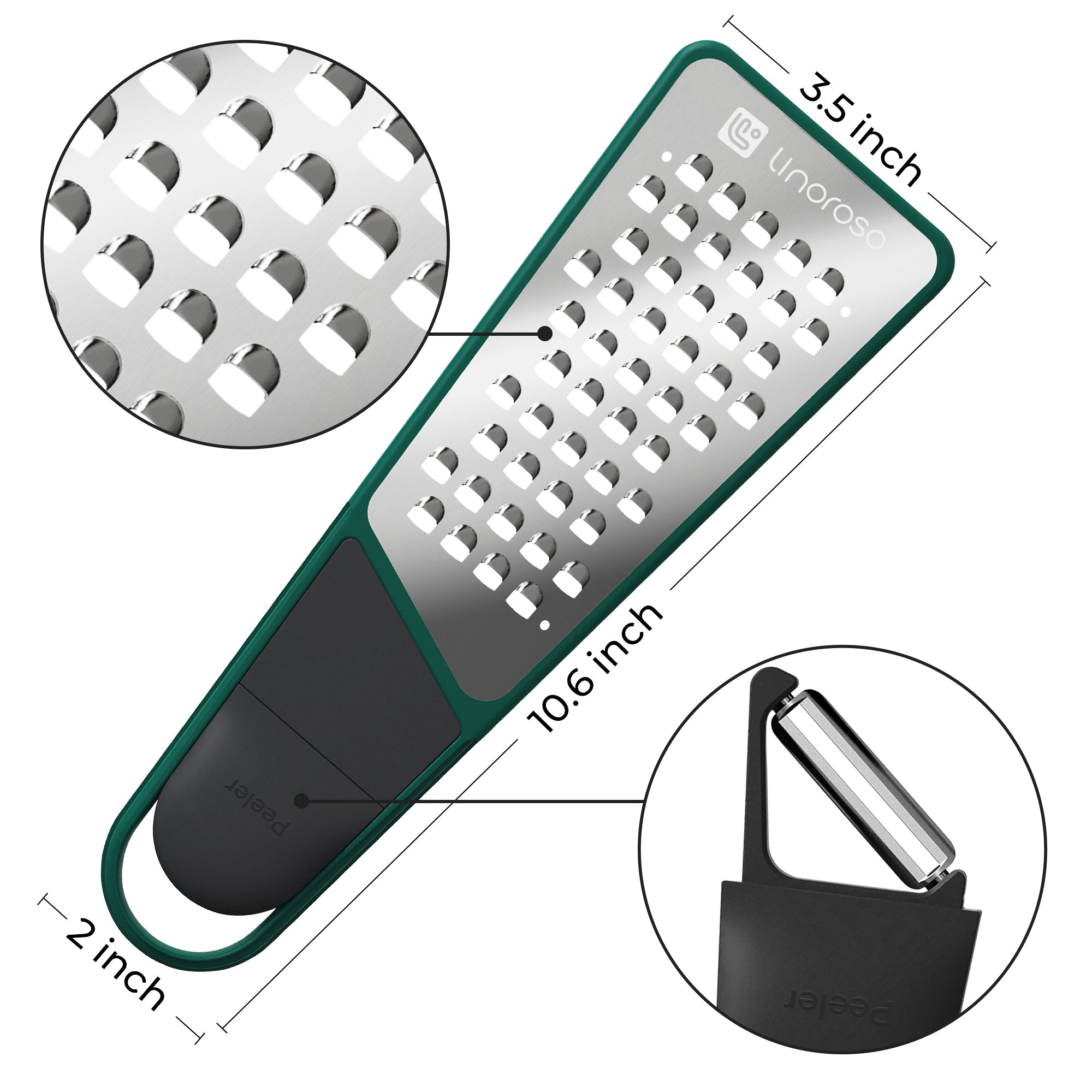 linoroso Cheese Grater & Peeler 2 in 1, Multifunction Kitchen Tool