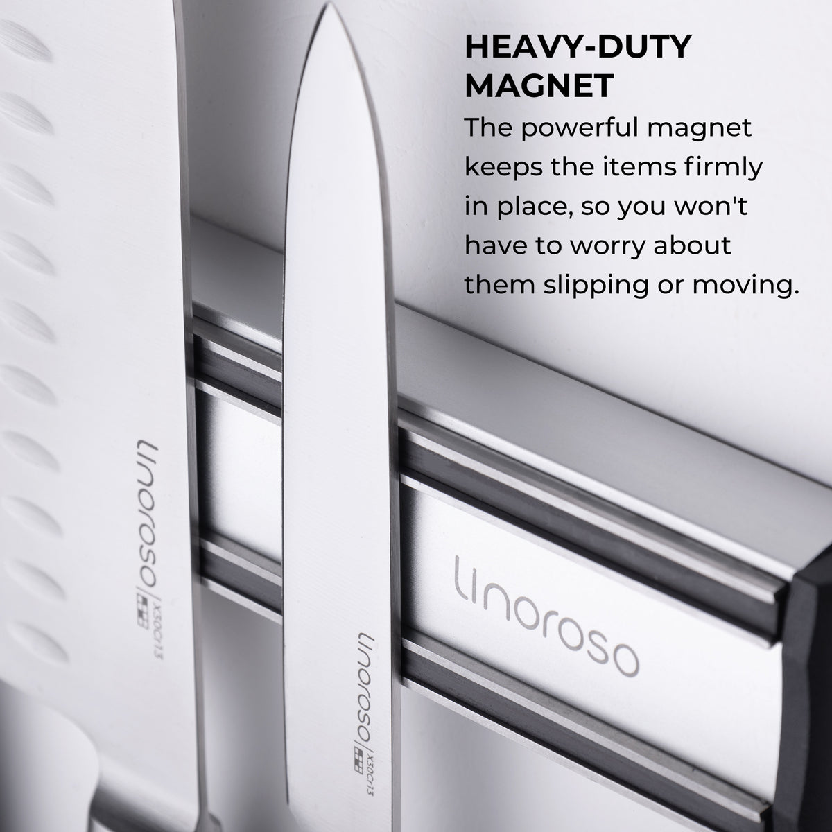 Linoroso 5-Piece All-Purpose Kitchen Knife Set with 16" Magnetic Wall Holder