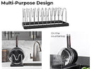 Pot and Lid Drying Organizer Rack, Adjustable Kitchen Holder for Pot Lids
