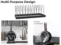 Pot and Lid Drying Organizer Rack, Adjustable Kitchen Holder for Pot Lids