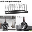 Pot and Lid Drying Organizer Rack, Adjustable Kitchen Holder for Pot Lids