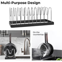 Pot and Lid Drying Organizer Rack, Adjustable Kitchen Holder for Pot Lids