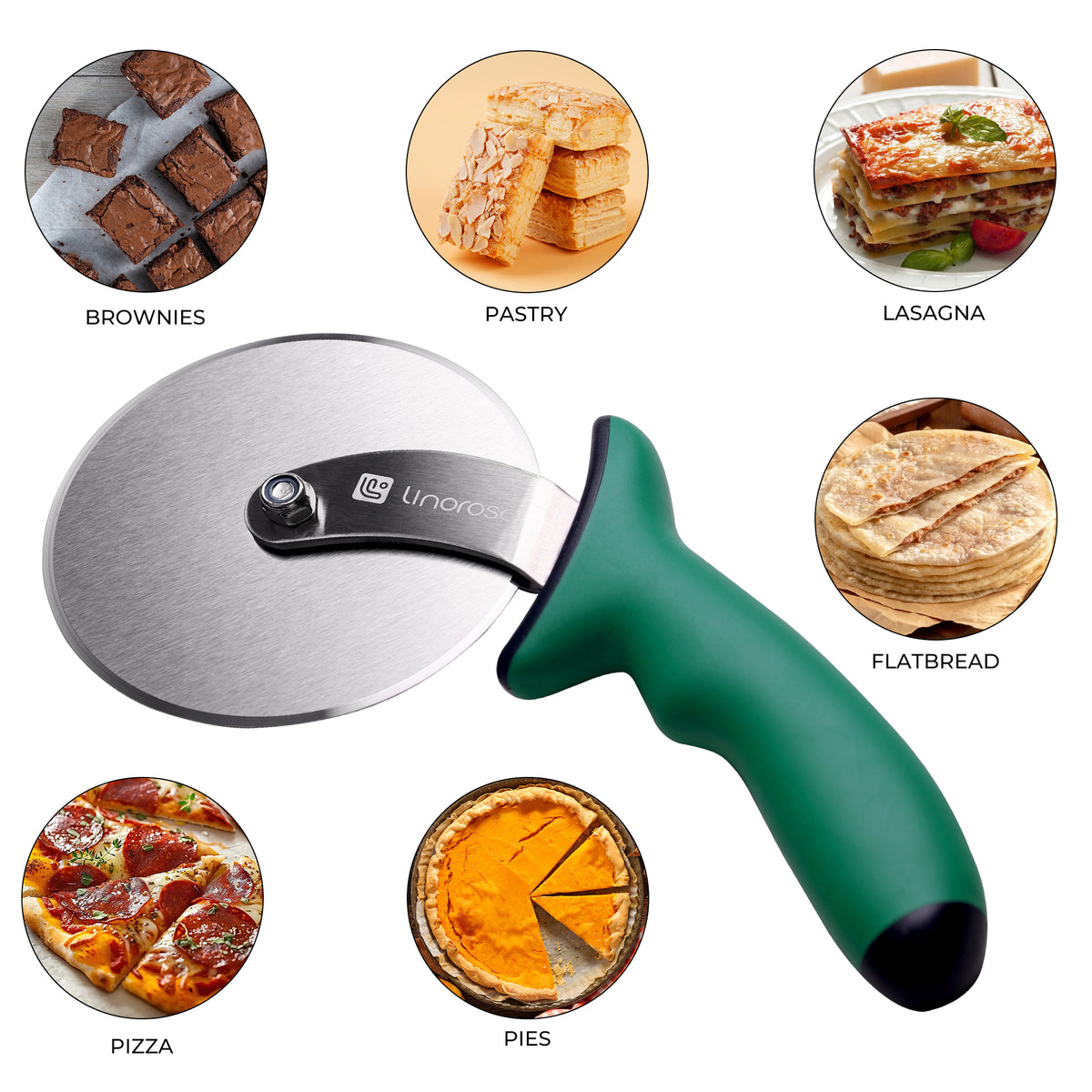 Pizza Cutter Wheel, Durable Stainless Steel 4-Inch Pizza Wheel Cutter with Comfortable Soft Touch Handle