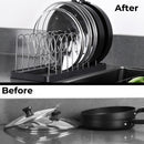 Pot and Lid Drying Organizer Rack, Adjustable Kitchen Holder for Pot Lids