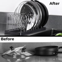 Pot and Lid Drying Organizer Rack, Adjustable Kitchen Holder for Pot Lids