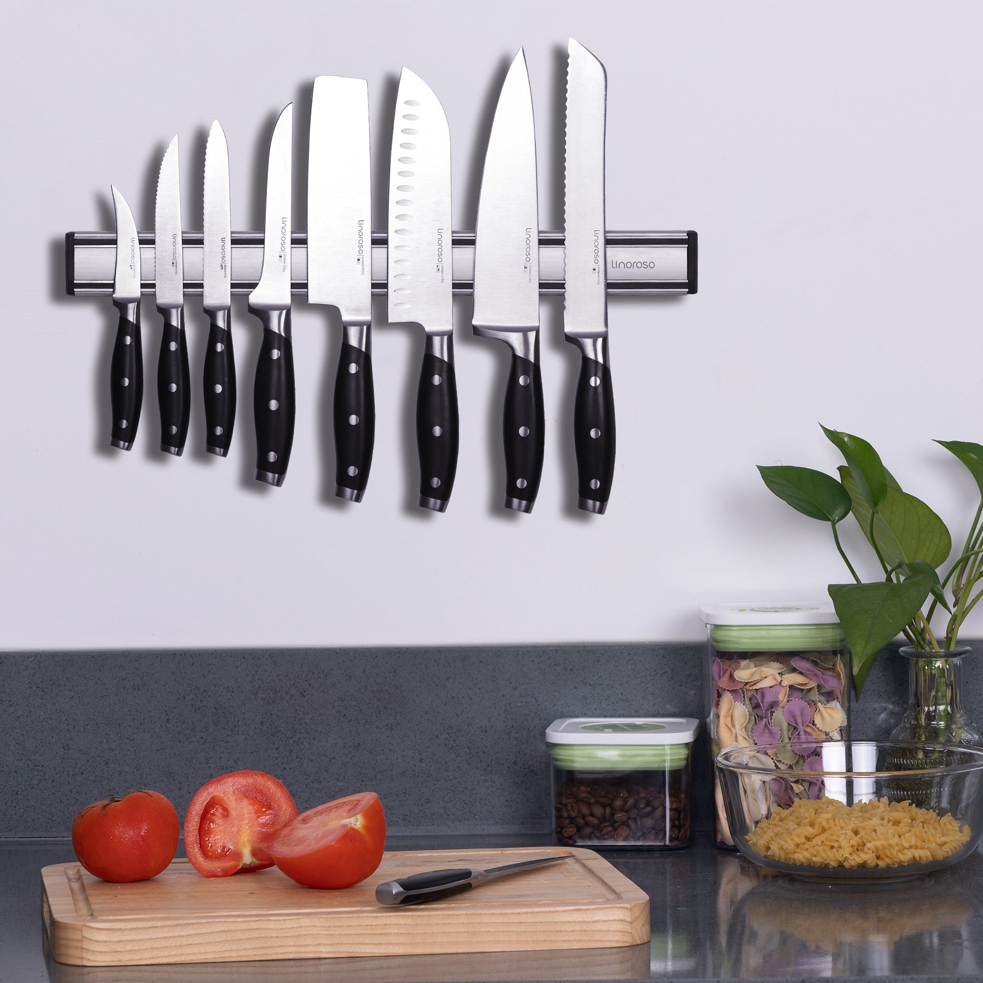 linoroso 14.3 Inch Heavy Duty Aluminum Magnetic Knife Holder for Wall