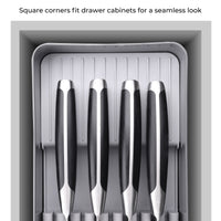 Linoroso Knife Drawer Organizer With In-Drawer Knife Block for 9 Knives