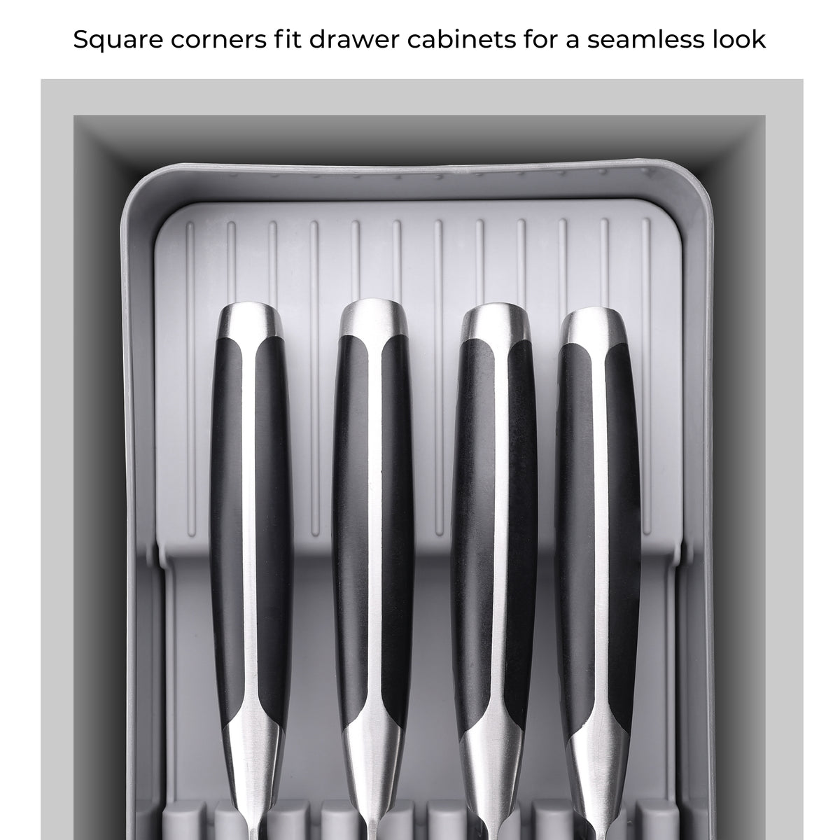 Linoroso Knife Drawer Organizer With In-Drawer Knife Block for 9 Knives