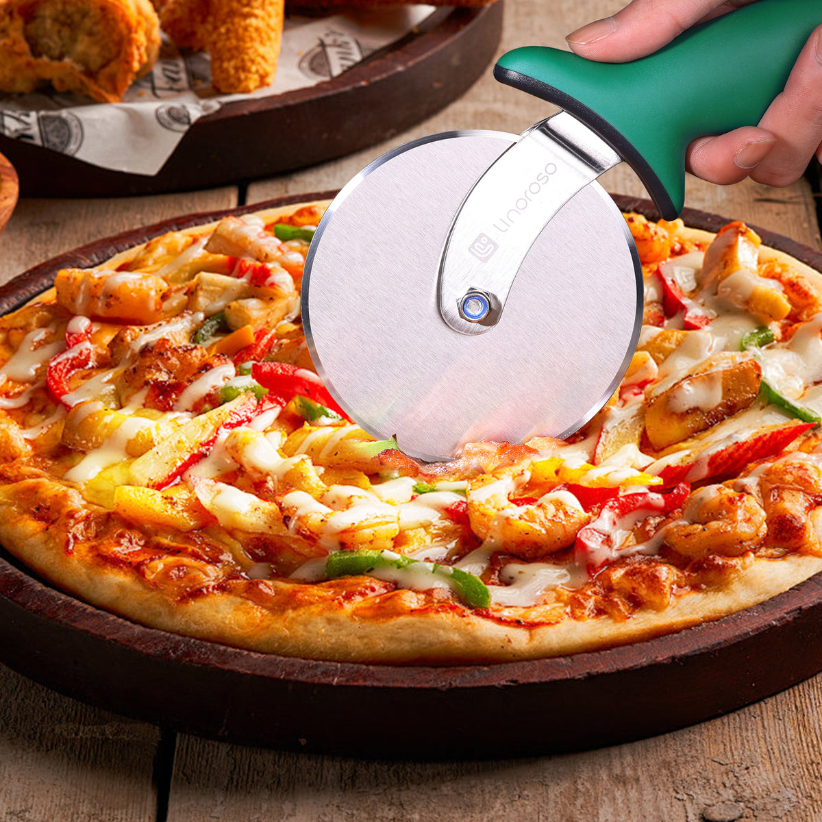 Pizza Cutter Wheel, Durable Stainless Steel 4-Inch Pizza Wheel Cutter with Comfortable Soft Touch Handle