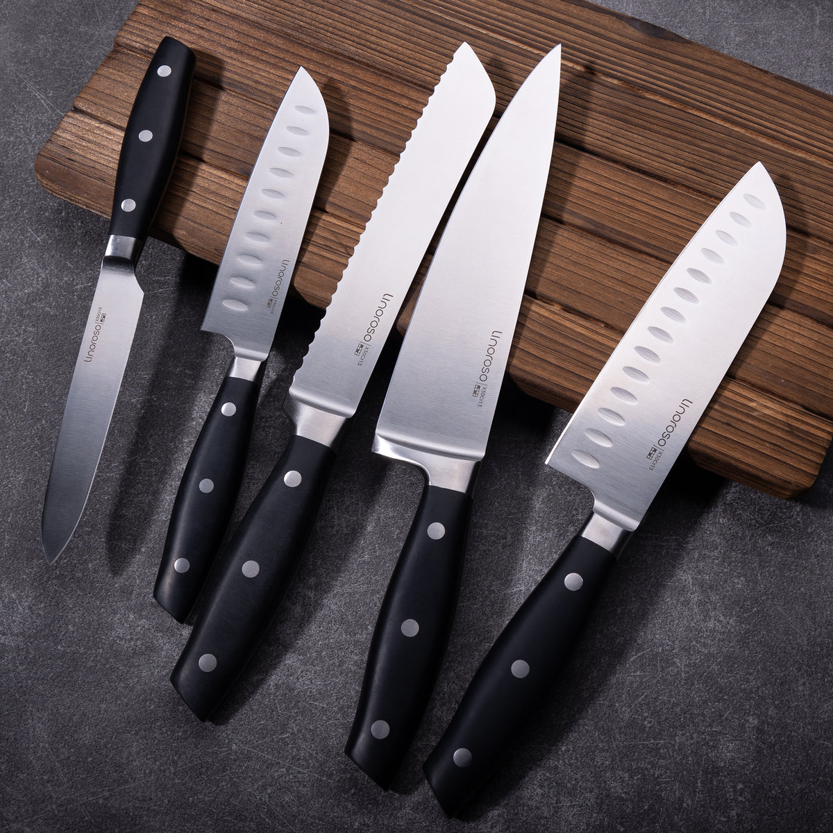 Linoroso 5-Piece All-Purpose Kitchen Knife Set with 16" Magnetic Wall Holder