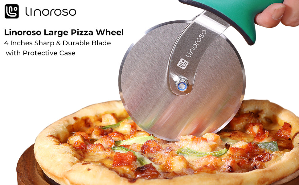 Pizza Cutter Wheel, Durable Stainless Steel 4-Inch Pizza Wheel Cutter with Comfortable Soft Touch Handle