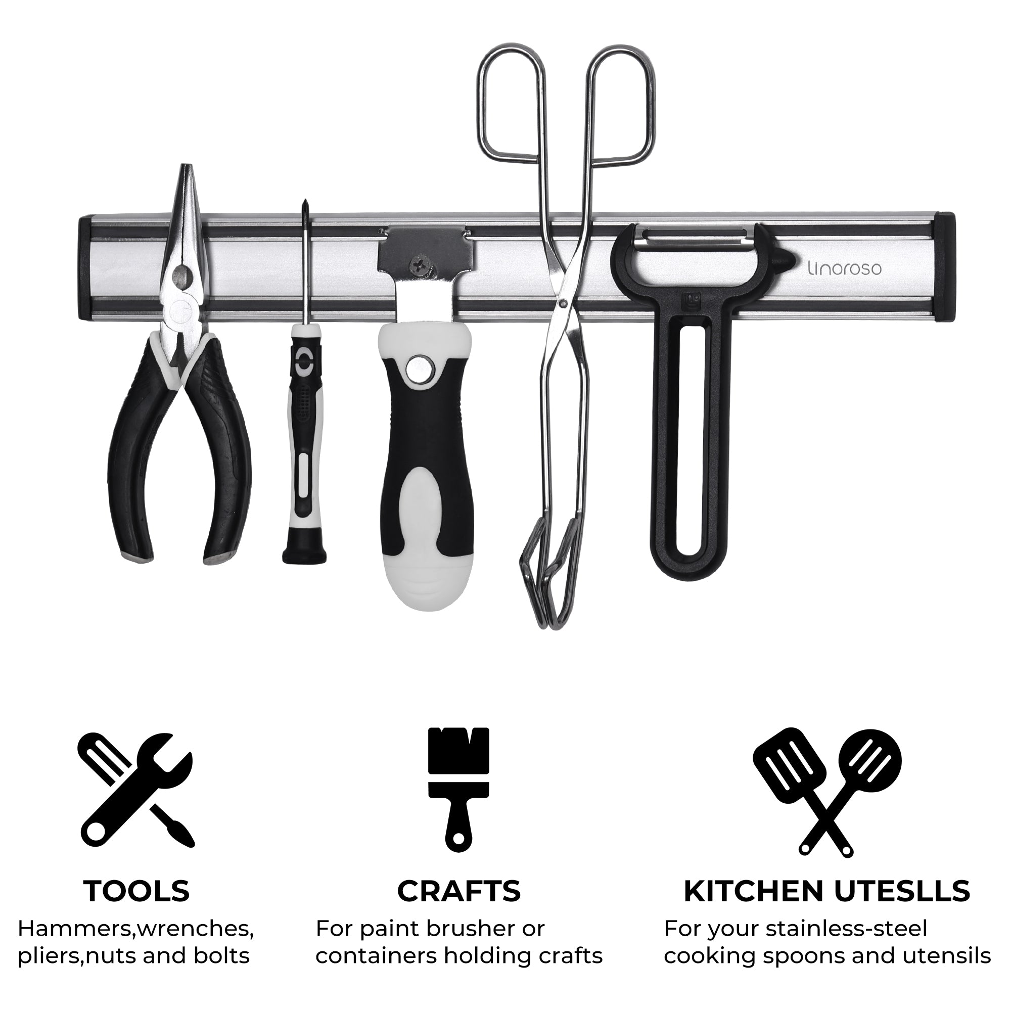 linoroso 14.3 Inch Heavy Duty Aluminum Magnetic Knife Holder for Wall