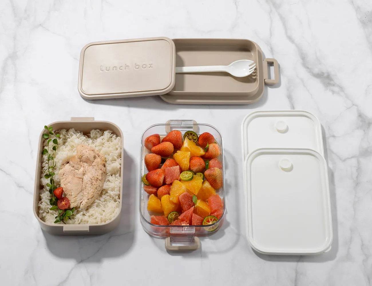 Linoroso Dual Lunch Box - Beige - Linoroso 